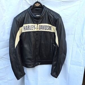 Harley Davidson black and cream 2XL W wm Leather Jacket